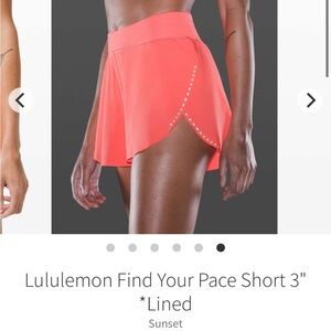 lululemon find your pace 3” shorts size 8